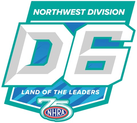 NHRA Northwest Division 6 logo reading Northwest Division D6, Land of the Leaders, NHRA 75.